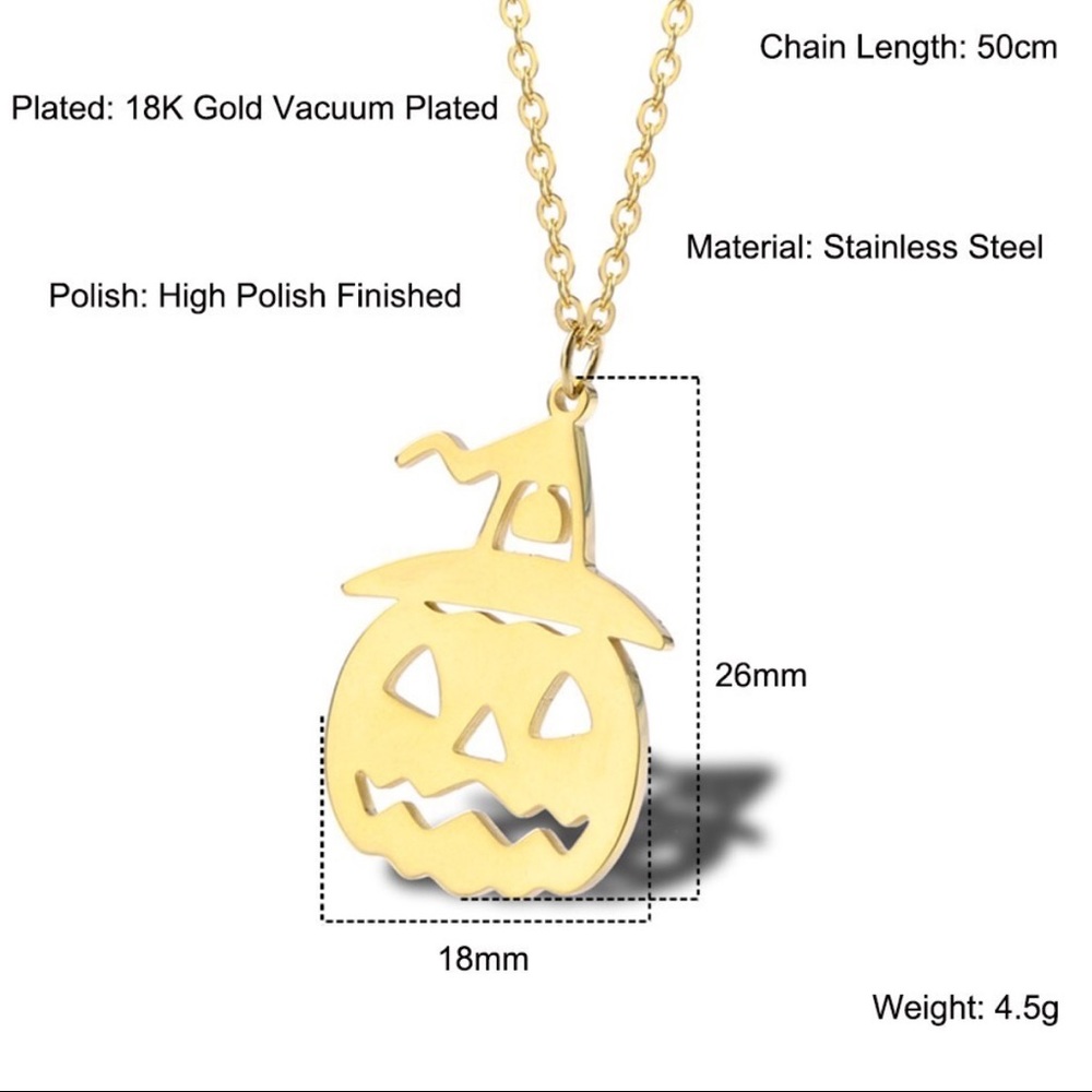 18K Gold Vacuum Plated pumpkin 🎃 necklace - Picture 3 of 5